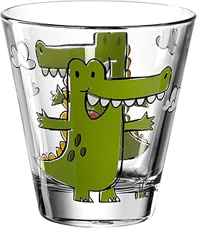 Leonardo Bambini Trink-Glas, Kinder-Becher aus Glas mit Tier-Motiv, spülmaschinengeeignetes Saft-Glas, 1 Stück, 215 ml, 017900