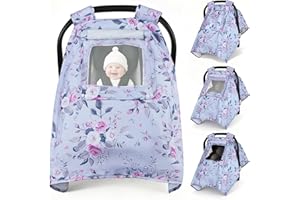 Bnditeu Car Seat Cover Baby, Carseat Covers Baby with 2 Layers Breathable Windows, Windproof Infant Car Seat Cover, Kick-Proof Baby Carrier Cover for Baby Girl Newborn Essentials
