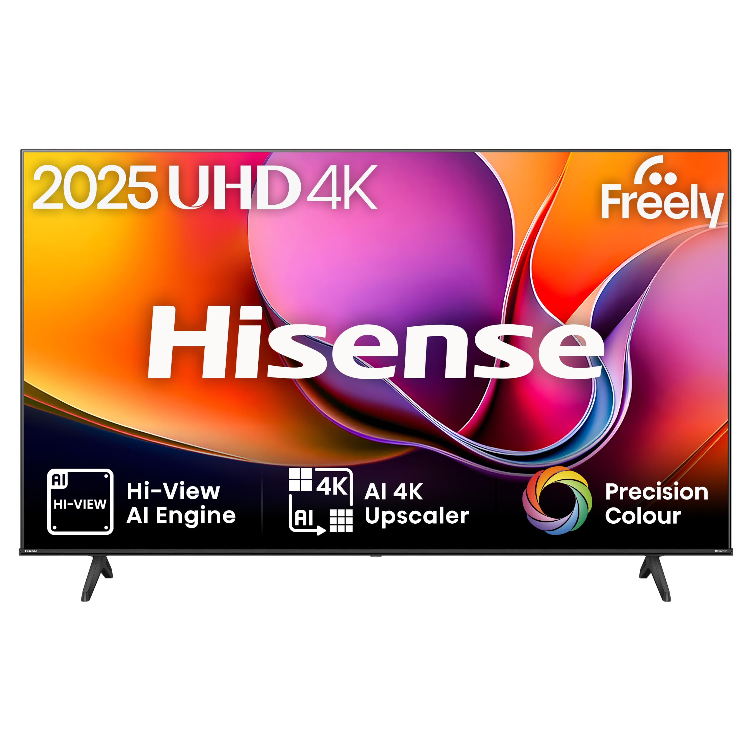Hisense 50" 50A6QTUK 4K Ultra HD Smart TV - Hi-View AI Engine, Precision Colour, Smooth Motion, Sports Mode with Freely, Disney +, YouTube, Netflix