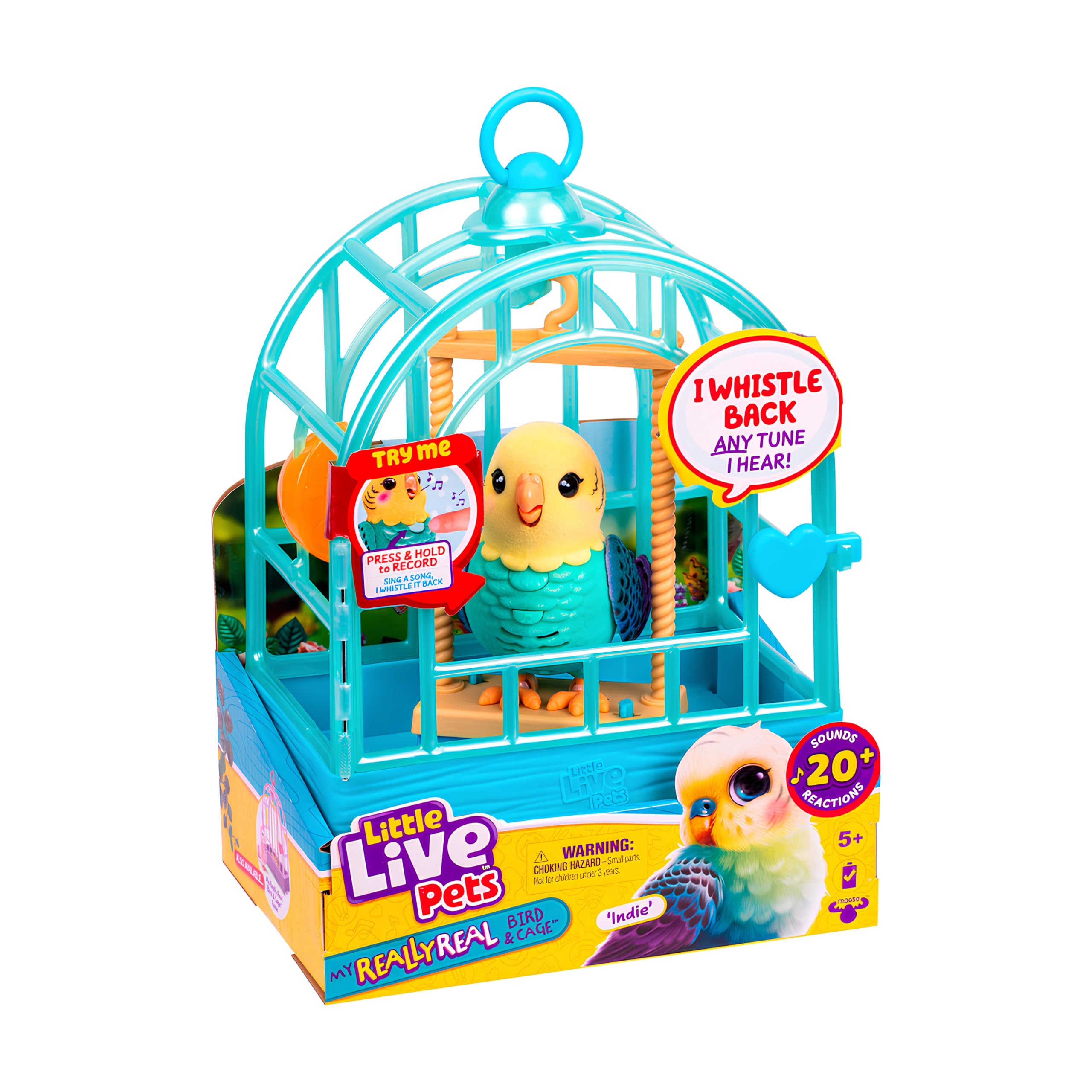 Photo 1 of Little Live Pets My Really Real Talking Bird Toy & Cage - Indie, Interactive Voice Repeating Toy, 20+ Sounds & Reactions, Talking Toys for Kids 5-7