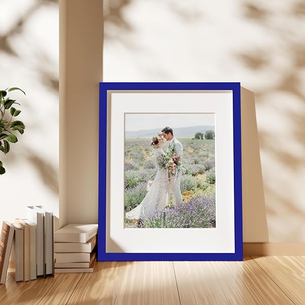 DECORUHOME 11X14 PICTURE FRAME SET OF 10, DISPLAY PHOTOS 8X10 WITH MAT OR 11X14 UNMATTED FOR PICTURE FRAMES COLLAGE WALL DECOR, ROYAL BLUE