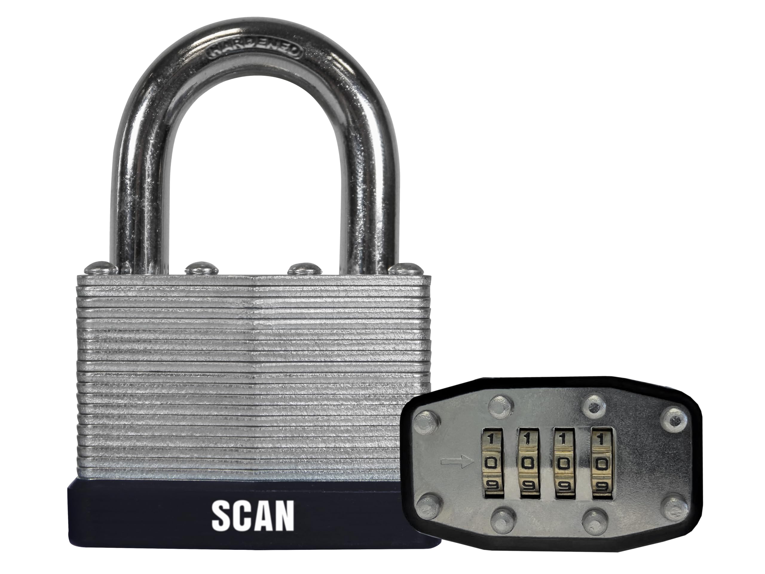 SCAN SCAPLLAM50C Steel Padlock, Silver