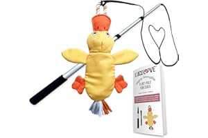 LUCOLOVE Flirt Pole for Dogs Heavy Duty - Multi-Sensory Tough Chase Toy for Medium & Large Breeds – Extra Strong 35" Dog Teaser Wand for Backyard Play, Training and Interactive Fun (Duck)