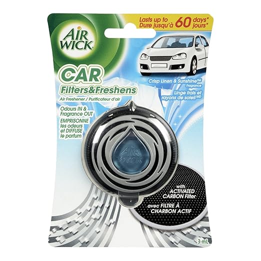 Air Wick Slow Release Car Air Freshener with Carbon Air filter, Crisp