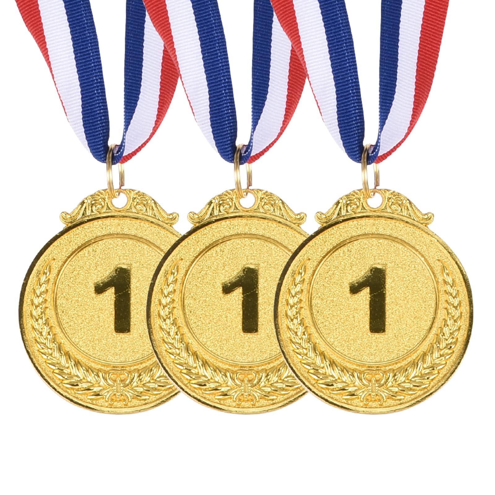 PATIKIL Gold Award Medals 2 Inch, 3 Pieces Winner Award Medals 1st Place Gold Prize Style with Neck Ribbon for Games Sports Competitions