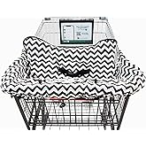 TOTES BABIES Shopping Cart Cover & Highchair Cover, Soft Cotton, with Phone Pouch, Black & White