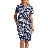Karen Neuburger womens Keyhole Short Sleeve Top and Bermuda Short Pajama Set