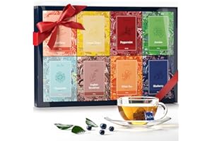 BONJOIE Tea Gift Set For Women - Tea Sampler Gift Set Box Variety Pack - Includes 32 Loose Leaf Tea Bags in 8 Rich Flavors - Holiday Gift for Women