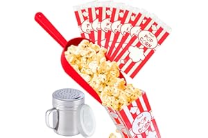 CUSINIUM Red Popcorn Scoop 16oz, Dredge and Popcorn Bags