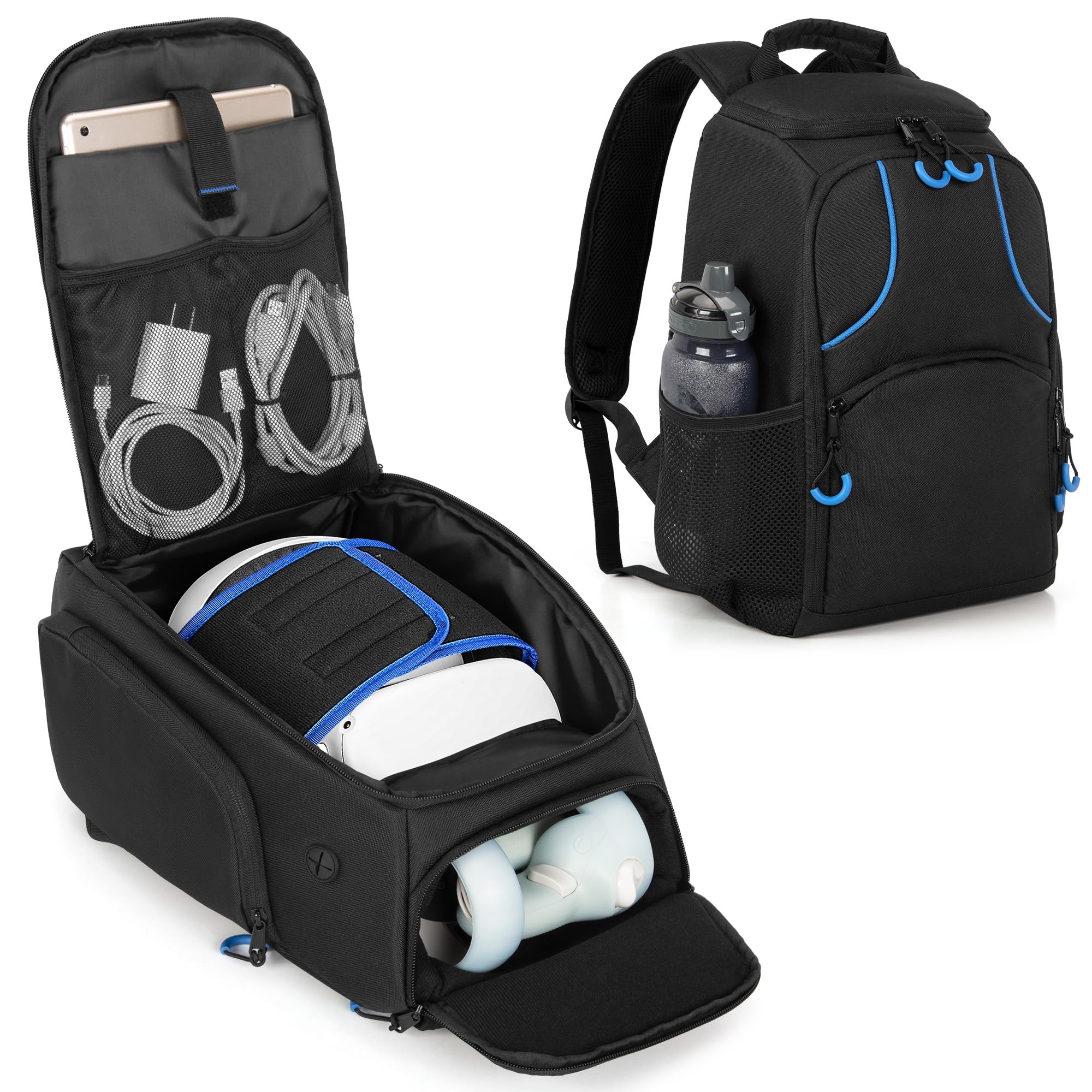 PGmoon Storage Carrying Bag Compatible with Oculus Meta Quest 2/Quest 3/Quest 3S/Quest Pro/VR Elite Strap and Controller, Travel Backpack Case with Lots of Space for Accessories (Patent Design)