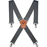 WELKINLAND 2-Inch Gray Suspenders for Men, Heavy Duty Work Suspenders for Men, Rugged-Hook Belt Loop Suspenders, Comfy Wide Suspender for Pants, Men's Suspender for Jeans