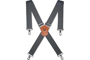WELKINLAND 2-Inch Gray Suspenders for Men, Heavy Duty Work Suspenders for Men, Rugged-Hook Belt Loop Suspenders, Comfy Wide Suspender for Pants, Men's Suspender for Jeans