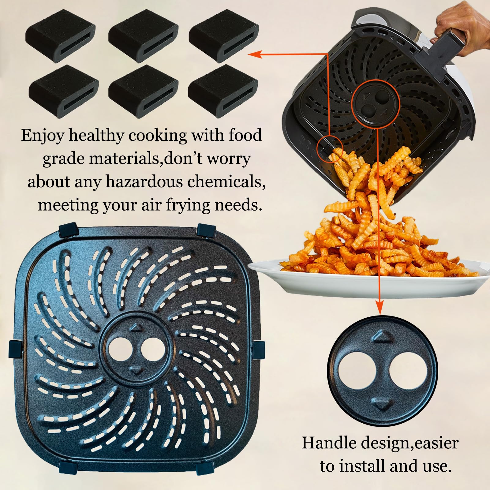 Air Fryer Rack for PowerXL Vortex Pro 8QT Air Fryer Plus, Upgraded Air Fryer Tray Grill Crisper Plate Pan Insert Grate Grid Shelf for 8QT PowerXL Air Fryer, Nonstick, Dishwasher Safe