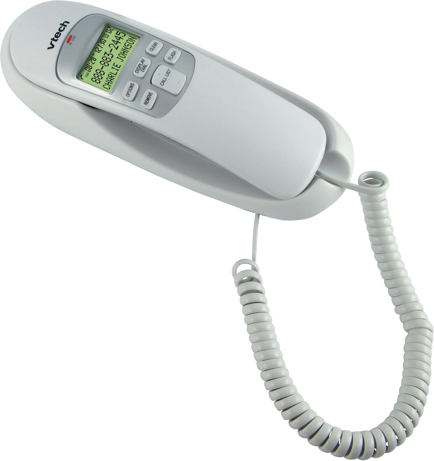 VTech CD1261WT Corded Slimline Telephone with Caller ID (White) Amazon