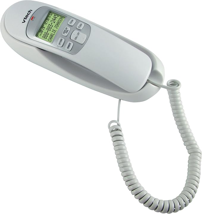 VTech CD1261WT Corded Slimline Telephone with Caller ID (White) Amazon