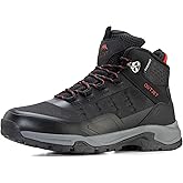OUTJET Men's Waterproof Hiking Boots Lightweight Comfortable Leather Mid Ankle Outdoor Trekking Boot