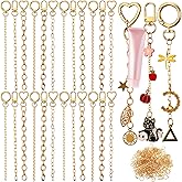 Liliaafar 48 Set Keychain Making Kit Metal Keychain Clips with Key Ring Swivel Snap Hook Lobster Claw Clasps and Extender Chain Bulk for DIY Craft Gold Lip Gloss Bags Accessories Supplies Women Gift