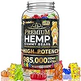 WELLUTION Hemp Gummies 985,000 High Potency - Fruity Gummy Bear with Hemp Oil. Natural Hemp Candy Supplements - Nutritional V