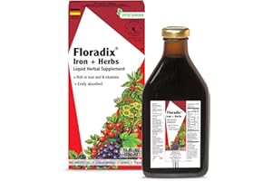 Floradix, Iron & Herbs Vegetarian Liquid Supplement, Energy Support for Women and Men, Easily Absorbed, Non-GMO, Vegetarian, Kosher, Lactose-Free, Unflavored, 17 Fl Oz