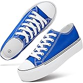 hash bubbie Platform Sneakers for Women White Platform Shoes Low Top Tennis Shoes Non Slip Black Fashion Canvas Sneakers