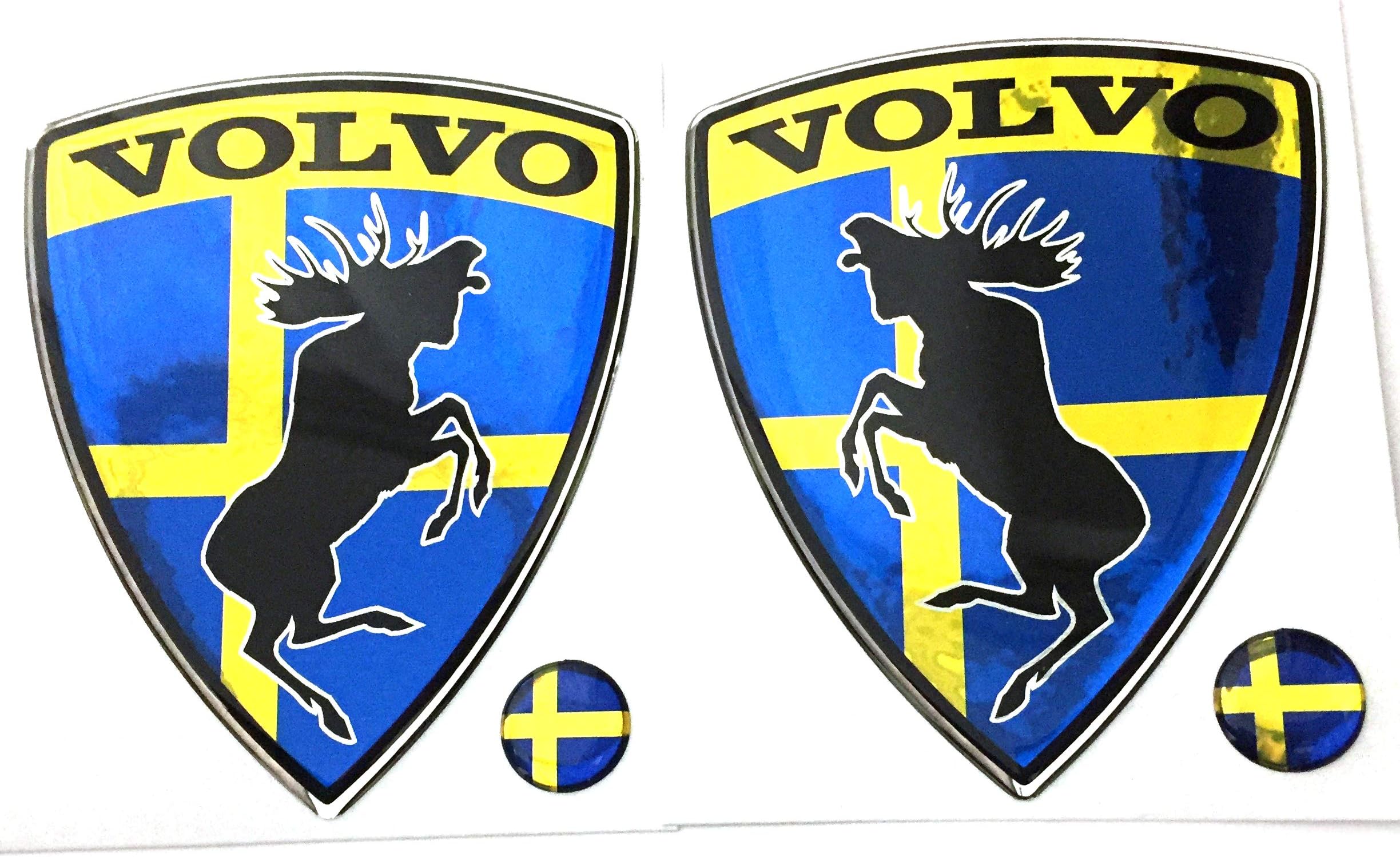 Alstickers! Prancing Moose (ELK) Volvo Set 2 Pieces car Stickers, Polyurethane on The Metallic Film Size of 1.89"x2,28 (48x58 mm), Flag.