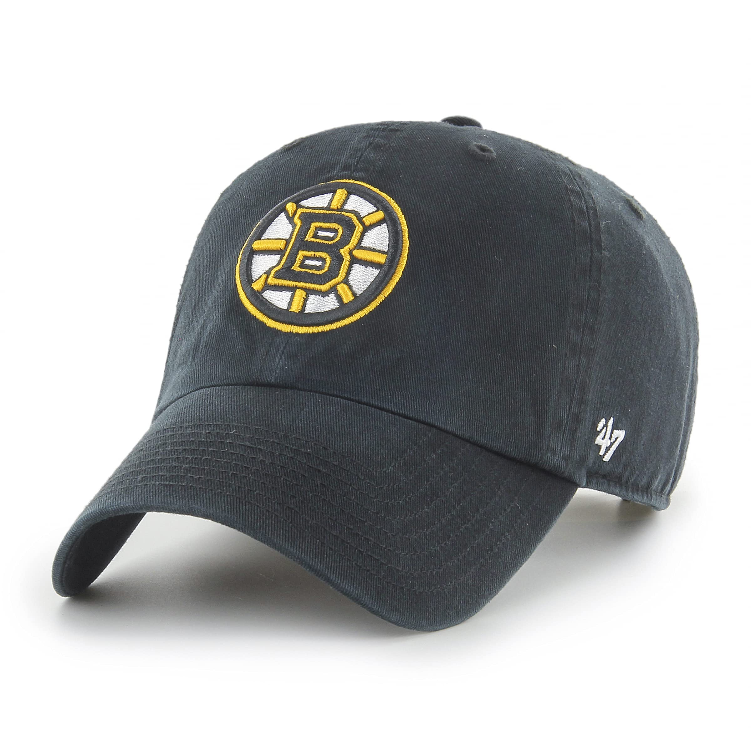 47 Boston Bruins NHL Clean Up Unisex Baseball Cap, Adjustable, Yellow Logo, Black