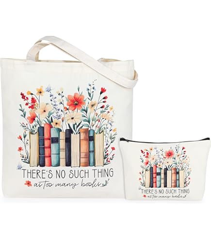 Canvas Book Tote Bag For Women – Just A Girl Who Loves Books & Cats, Large Shoulder Bag For Work, Travel, Grocery - View #5