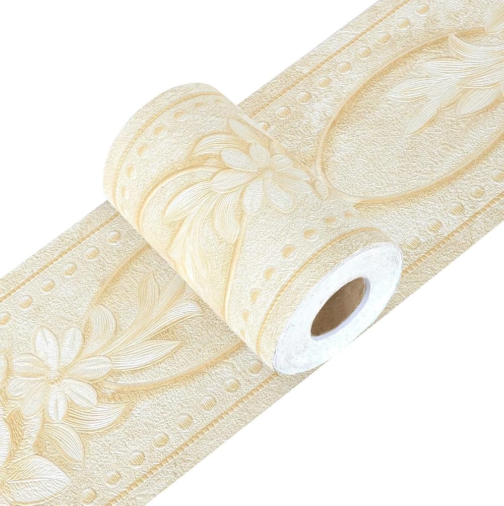 Yoillione Floral Yellow Embossed Waistline Wallpaper Border 5m Waterproof