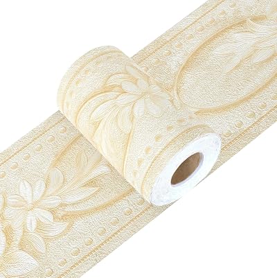 Yoillione Floral Yellow Embossed Waistline Wallpaper Border 5m Waterproof