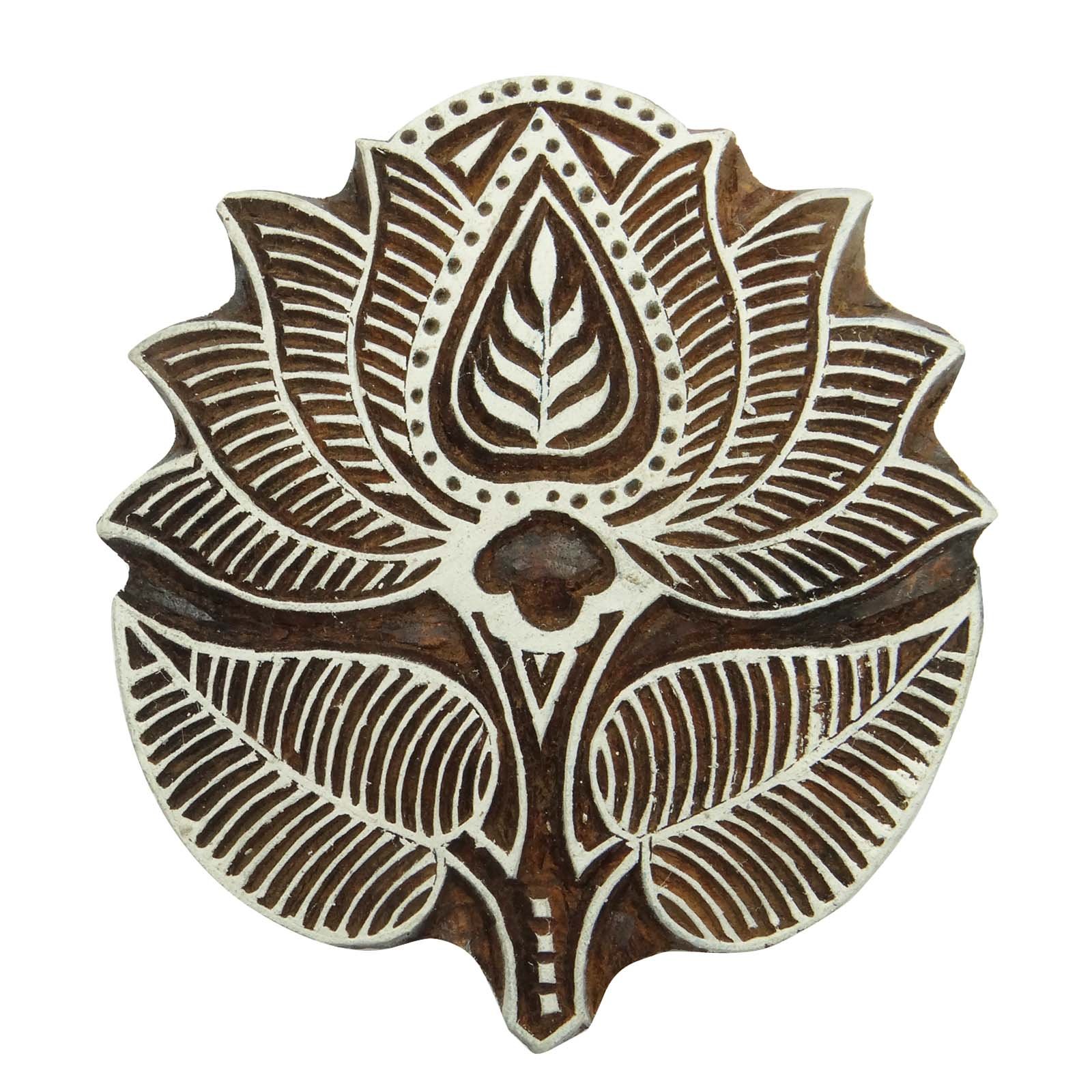 Lotus Handcarved Printing Block Decorative Wooden Stamp Scrapbook Textile Stamp