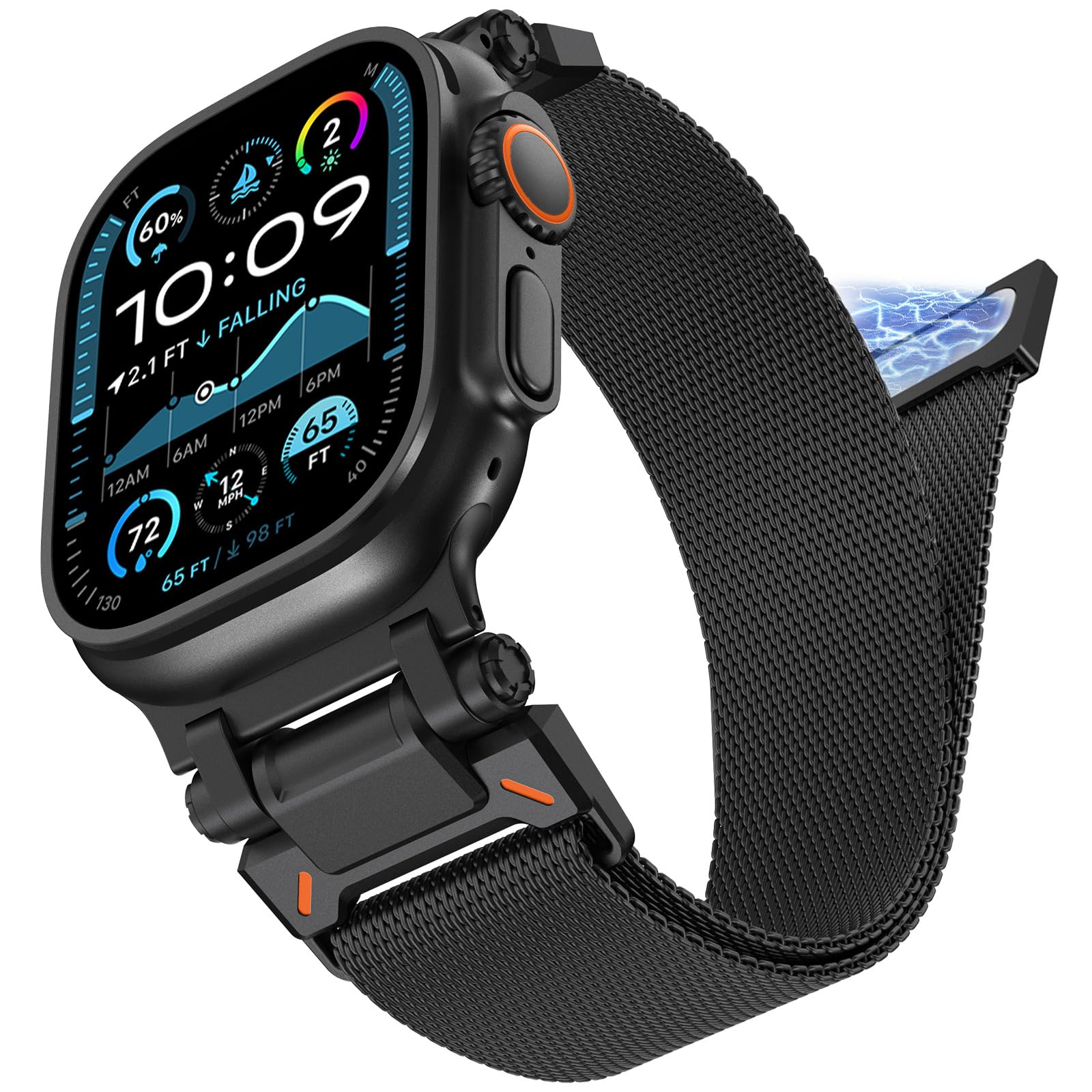 CHANCHY Milanese Strap for Apple Watch Strap 49mm 46mm 45mm 44mm 42mm(Series 3), Milanese loop Magnetic Replacement Band for iWatch Ultra 3/Ultra 2 1/SE 3 2 1/Series 11 10 9 8 7 6 5 4 3 2 1,Black