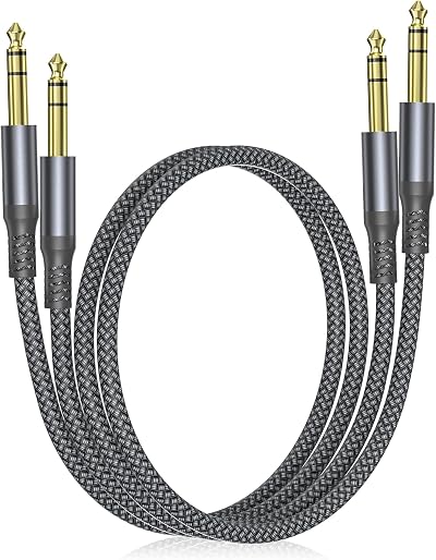 Elebase 1/4 Inch TRS Instrument Cable 1M 2-Pack Straight 6.35mm Jack