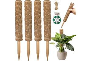 JINYICOCO 68 Inch Moss Stick for Potted Plants 4 Pcs 17 inch Plant Support for Climbing Plants Monstera, Coir Totem Pole Support for Climbing Plants,Creeper(Removable)