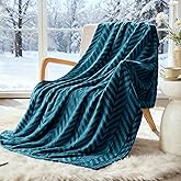 Whale Flotilla Flannel Fleece Throw Blanket for Couch Sofa Bed, Lightweight Breathable Soft Throws Plush Fluffy Chevron Design Decorative Blankets for All Season, 50x60 Inch, Teal