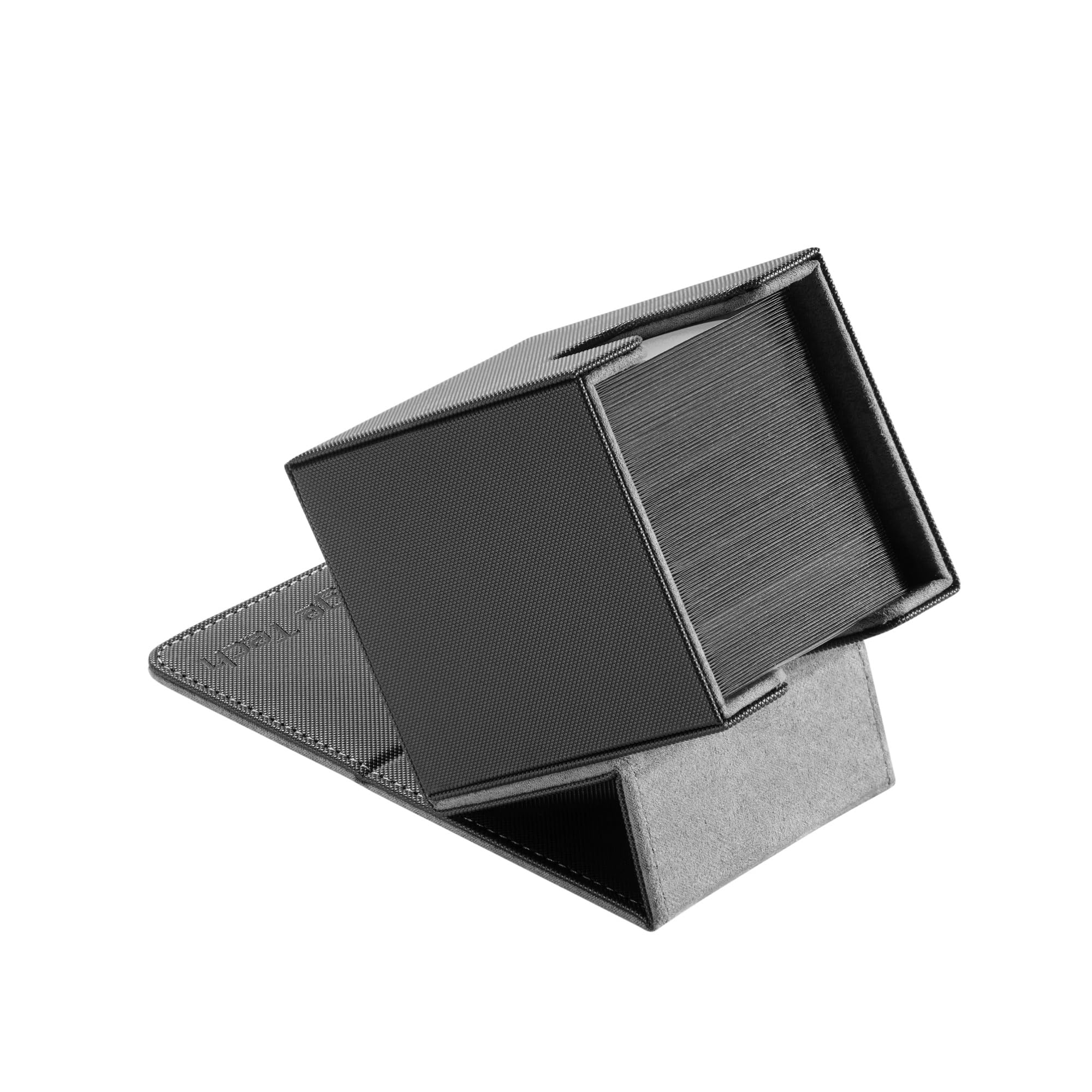 Mage Tech Adventurer [Apprentice] Modular Deck Box - Holds 99 Double-Sleeved Cards - Ultra-Rugged, Expandable Design - MTG PTCG LOR OPCG & More - Black/Grey