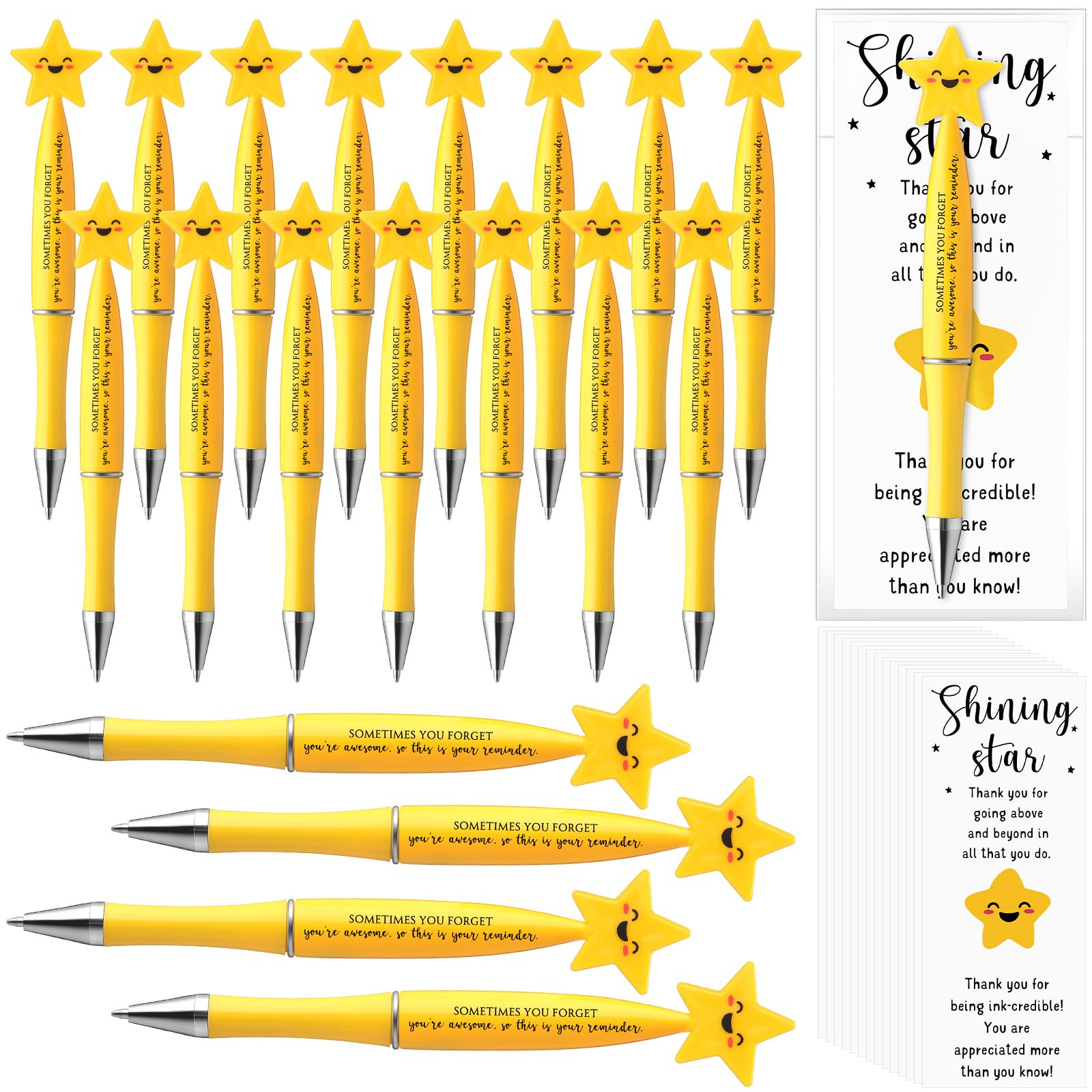 Qilery 50 Employee Appreciation Gifts Bulk Inspirational Star Ballpoint ...