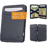 GARZINI Magic Wallet for Men | Slim Leather Wallet with RFID Blocking | Minimalist Front Pocket Wallet | Holds 8 Cards + Cash | Handcrafted Gift-Ready Design, Blue