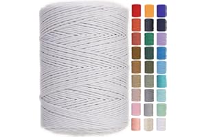 GOHOHOF Macrame Cord 3mm x 546yards Natural Macrame Cotton Rope Colored Macrame Rope Soft Cotton Cord Macrame Supplies Craft Rope Macrame Yarn for Plant Hanger Wall Hanger Dreamcatcher(White)