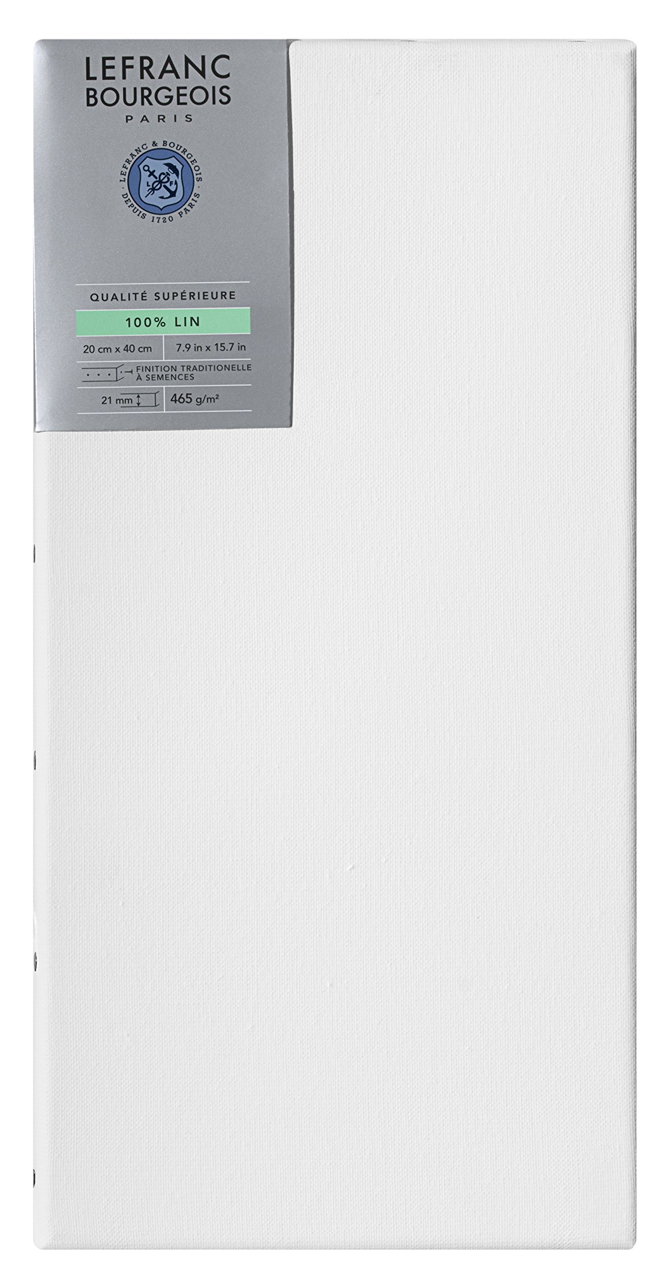 Lefranc Bourgeois 111248 Stretcher Frame Made of 100% Linen in Premium Quality, Ready to Use Primed with Titanium Dioxide Gesso, Nailed to Side on Solid Pine Wood 20 x 40 cm