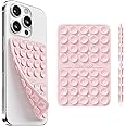 Klearlook Silicone Double-Sided Suction Cup Phone Case Detachable Mount, Sticky Phone Grip with Higher Suction Power for iPhone, Hands-Free Phone Accessories Holder for Selfies and Videos, Light Pink