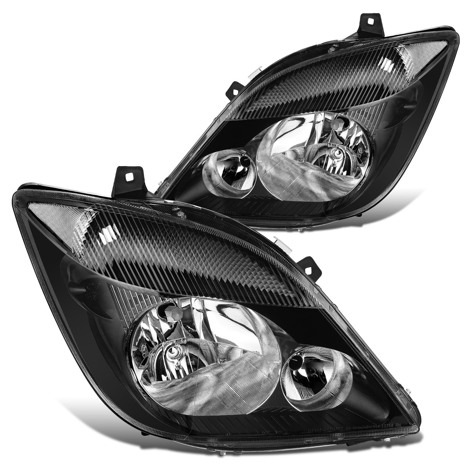 Photo 1 of **MISSING SCREW INSIDE ONE OF HOUSING**DNA MOTORING Pair Headlamps Headlights Compatible With Mercedes Benz Dodge Freightliner Sprinter 2500 3500 2007-2013, Black/Clear, HL-OH-SPTR07-BK-CL1