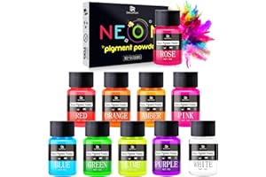 Neon Pigment Powder - 10 Colors Fluorescent Mica Powder for Epoxy Resin, Nail Art, Tumblers, Slime - Neon Resin Color Pigment