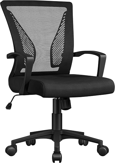 Yaheetech Adjustable Ergonomic Mesh Office Chair with Armrests - Black
