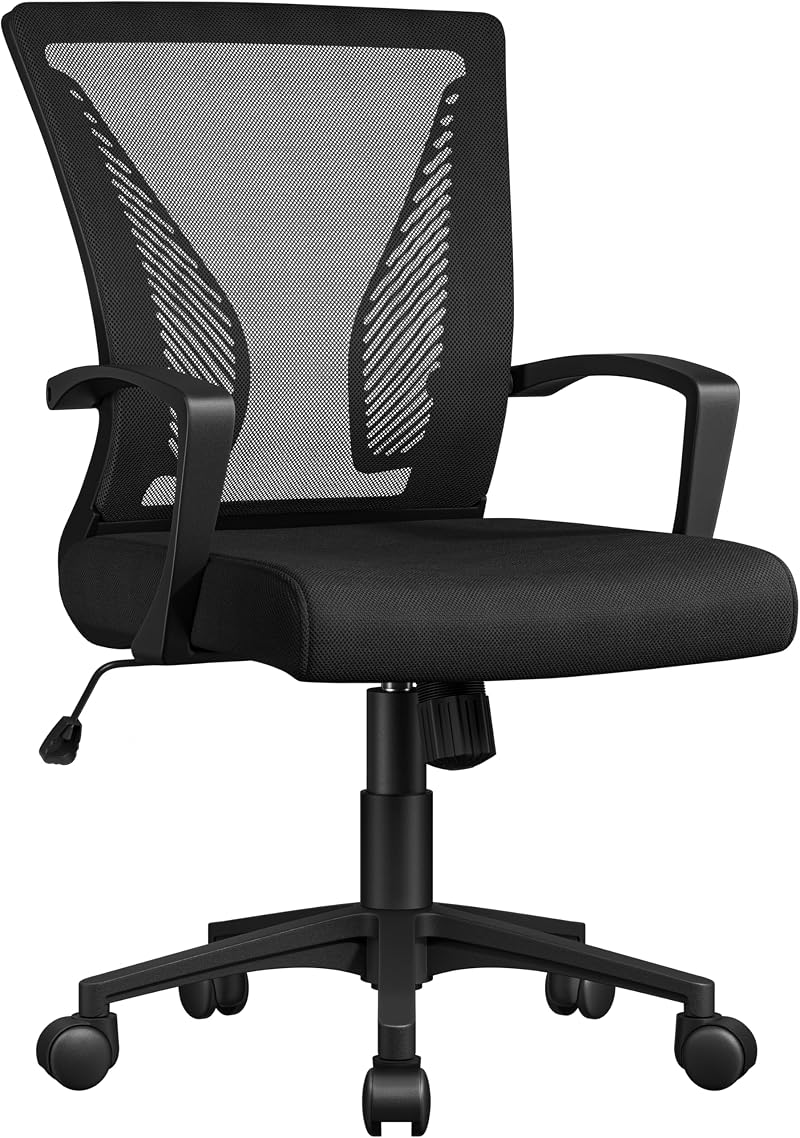 Yaheetech Adjustable Ergonomic Mesh Office Chair with Armrests - Black