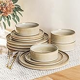 AmorArc Ceramic Dinnerware Sets, Handmade Reactive Glaze Stoneware Plates and Bowls Sets,Highly Chip and Crack Resistant | Dishwasher & Microwave Safe Dishes Set, Service for 4 (12pc)