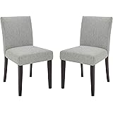 Amazon Brand – Stone & Beam Linden Classic Upholstered Dining Chair, 18.9"W, Set of 2, Light Gray