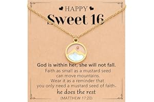 Eryuor Happy 10th 11th 12th 13th 14th 16th 18th 21st Birthday Gifts Gold Moving Mountains Mustard Seed Necklace for Women Girls