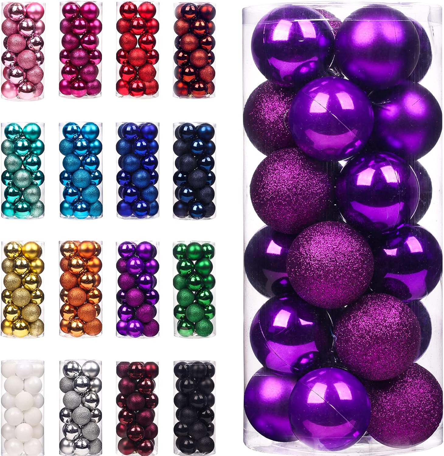 Ornaments - Emopeak 24Pcs Christmas Balls Ornaments for Xmas Christmas Tree - Shatterproof Christmas Tree Decorations Hanging Ball for Holiday Wedding Party Decoration (Purple, 2.5