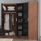 Reflect 3 Piece Wardrobe Set Black Gloss & Walnut 2 Door & 1 Door view 4