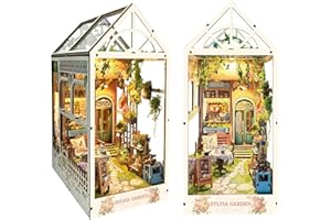 Spilay DIY Book Nook Kit,DIY Dollhouse Booknook Bookshelf Insert Decor Alley,Bookends Model Build kit with LED,Handmade Craft